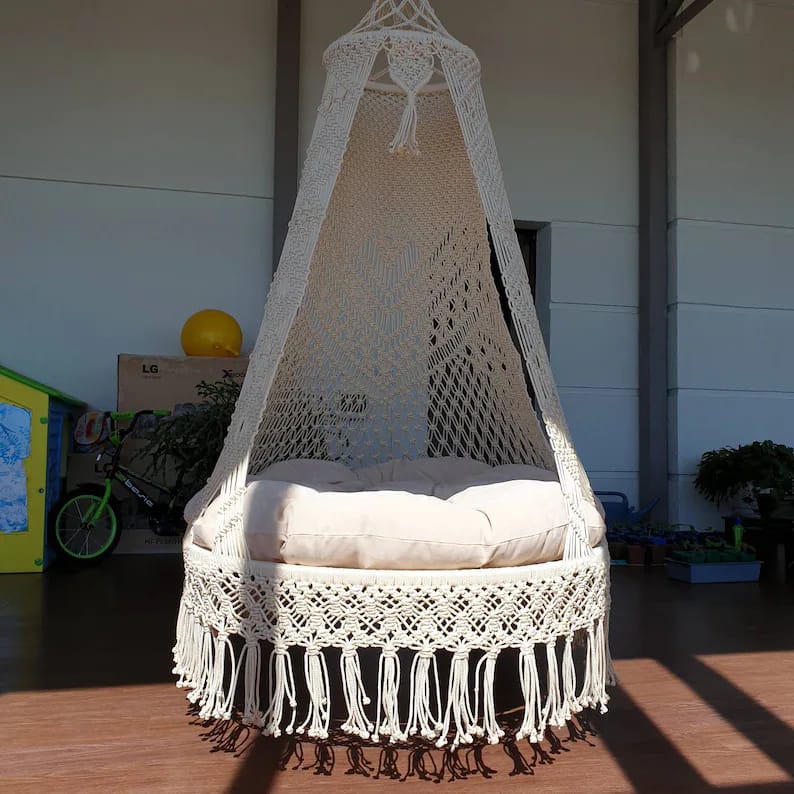 Macrame Swing For Terrace 72 inches x 35 inches - Leechoo